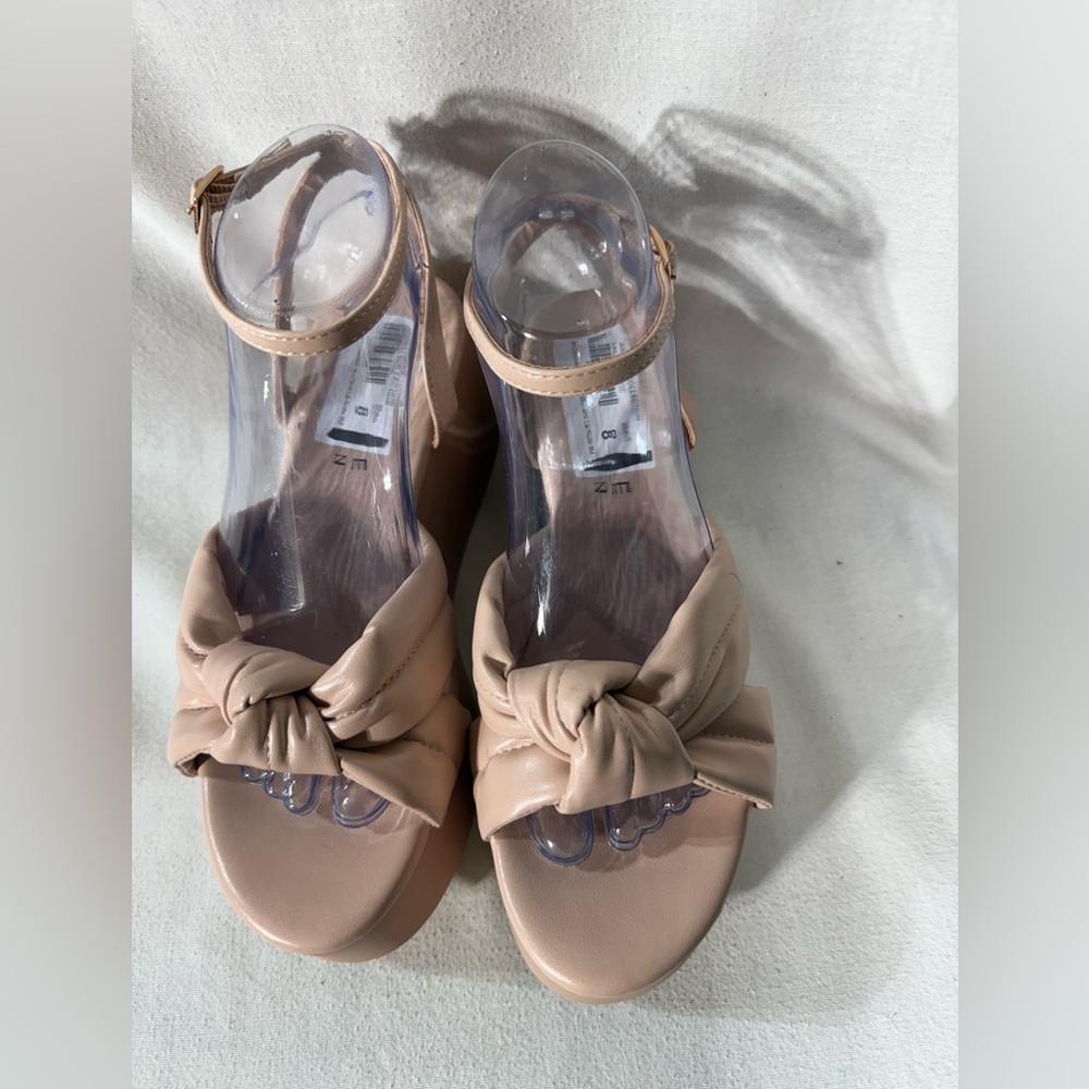Journee Collection Lailee Nude Strappy wedge Sandals Size 8 - Picture 3 of 9